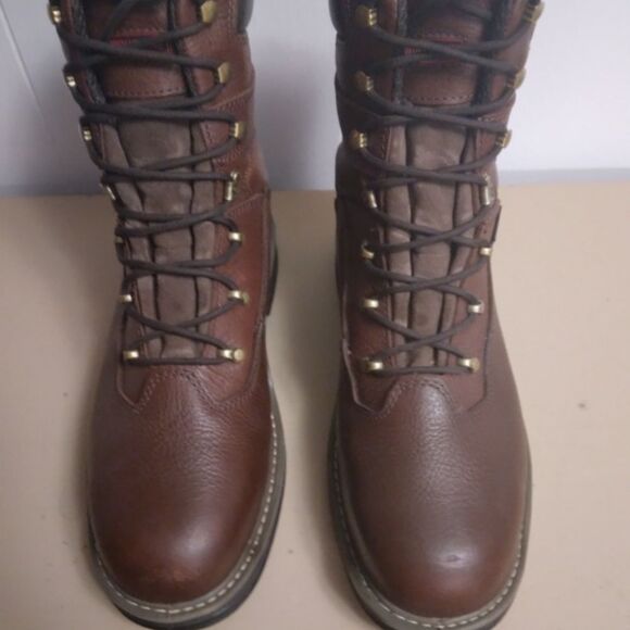Wolverine Brown Leather Lace-Up Steel Toe Mens Work Boots - Picture 1 of 5
